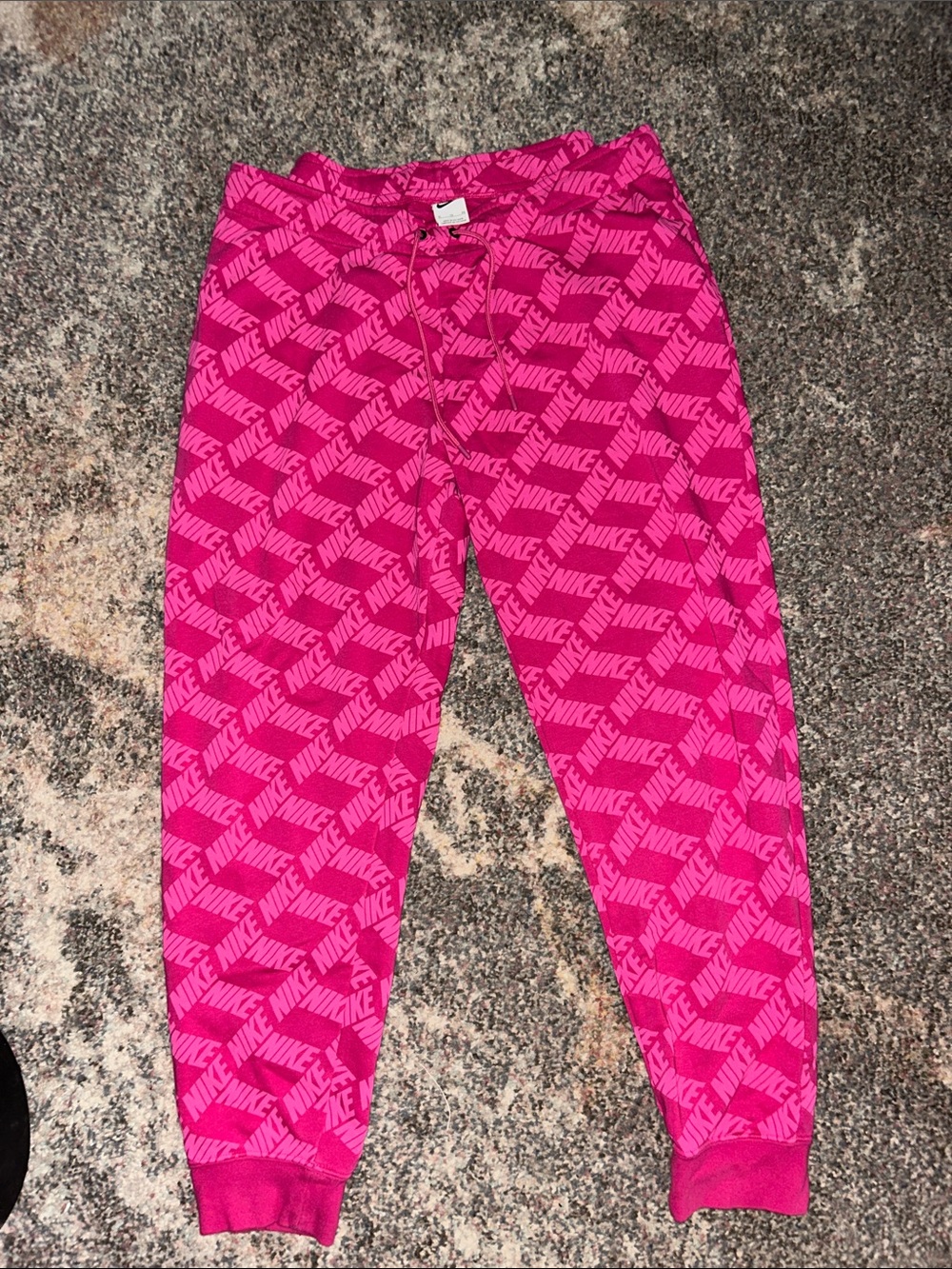 Nike women’s Pink Allover Logo Jogger Pajama Bottoms